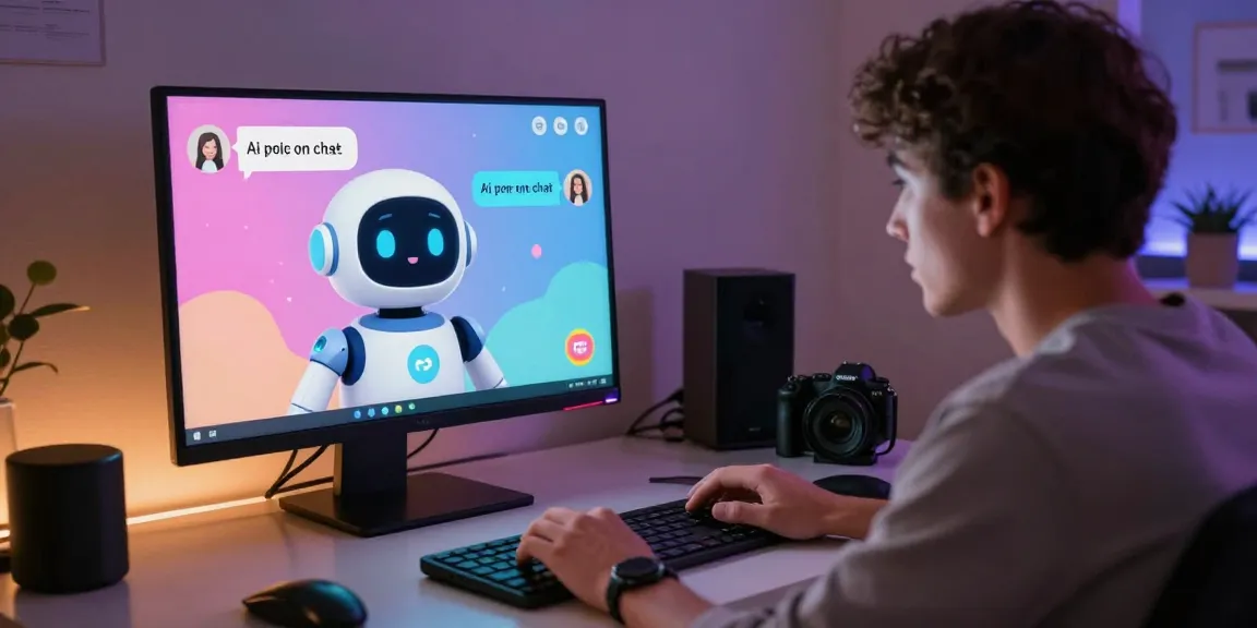 Interactive ai porn chat scene showcasing AI chatbot engaging users in a cozy, modern digital environment