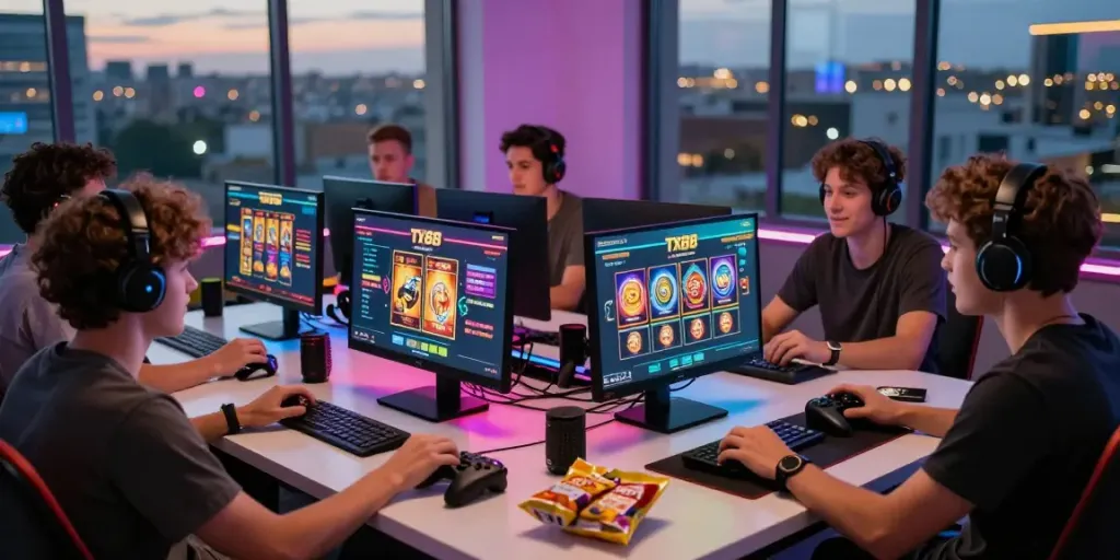 Experience the excitement at TX88 online gaming platform with friends engaging in thrilling betting sessions.
