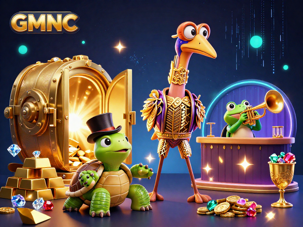 Experience big wins with GMNC as vibrant casino characters cash in emerald treasures.