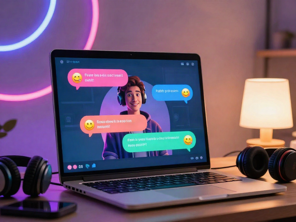 Interactive ai porn chat interface with customizable avatar and vibrant chat bubbles.