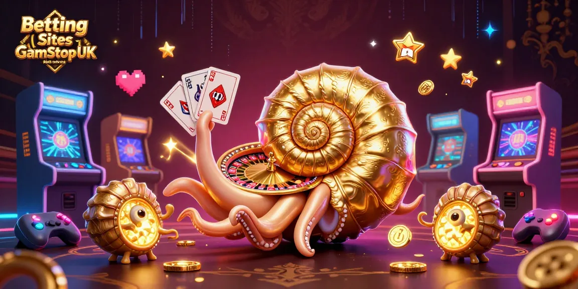Betting Sites Not on GamStop UK showcasing a vibrant gaming scene with nautilus roulette wheel and neon elements.